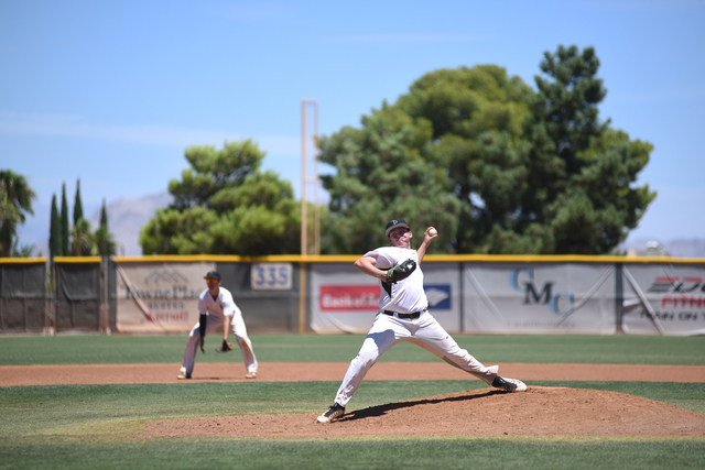Summerlin Panthers Tanner Lewis pitches against the Las Vegas Cats during the championship g ...