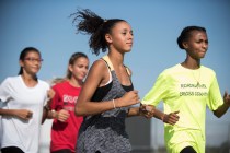 Freshman Diamond Morris, center, 14, runs during cross country practice at Southeast Career ...