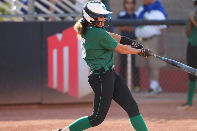Palo Verde’s Cara Beatty (5) swings the bat for a home run in the second inning of the ...