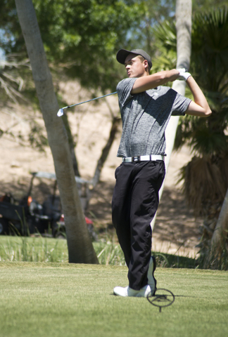 Palo Verde’s Jack Trent tees off during the Division I state boys golf tournament at t ...