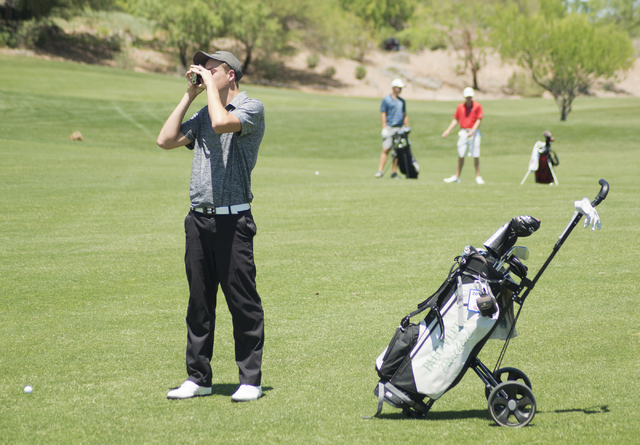 Palo Verde’s Jack Trent surveys the course during the Division I state boys golf tourn ...