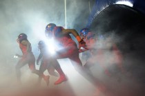 Bishop Gorman players take the field before the start of their prep football game against St ...