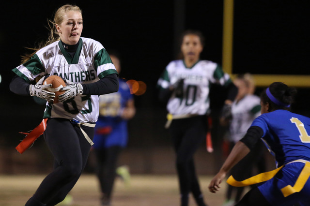 Palo Verde senior Allyson Snelling runs the ball to the end zone to score a touchdown during ...