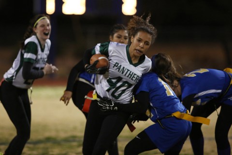 Palo Verde sophomore Mya Boykin runs the ball during a game at Sierra Vista High School on T ...