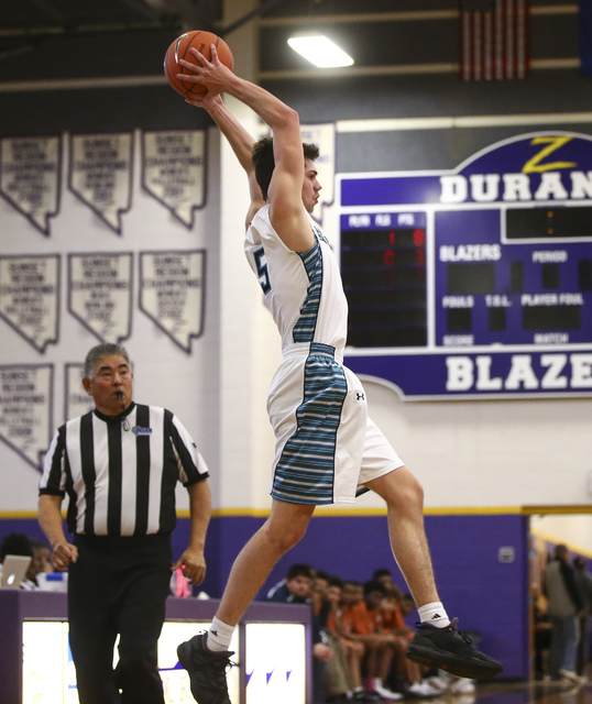 Silverado’s Caden Farley (5) catches a pass during a basketball game against Legacy at ...