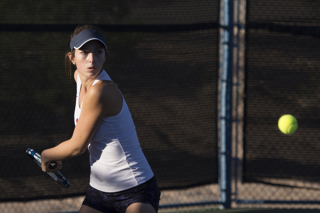 Coronado’s Hannah Grossman plays a tennis game against Green Valley’s Daria Shal ...