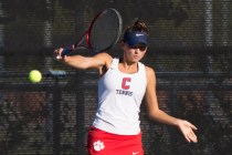 Coronado’s Nikoleta Nikoloff plays a tennis game against Coronado’s Megan King d ...