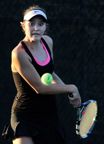 Palo Verde’s Annie Walker eyes the ball during her Sunset Region single final against ...