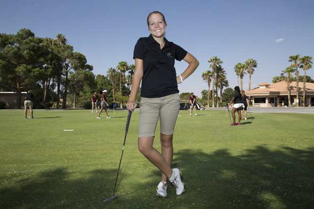 Faith Lutheran’s Sydney Smith, 16, is photographed during a team practice at the Palm ...