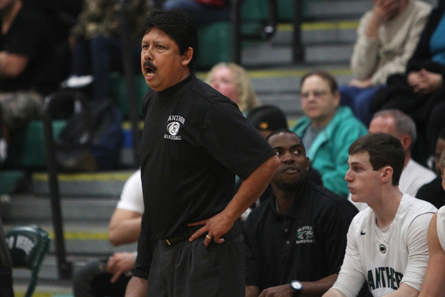 Palo Verde head coach Paul Sanchez yells to his players during their game against Bishop Gor ...