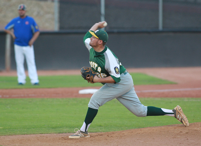 Andrew Wieger pitches against the Las Vegas Titans in the American Legion state championship ...