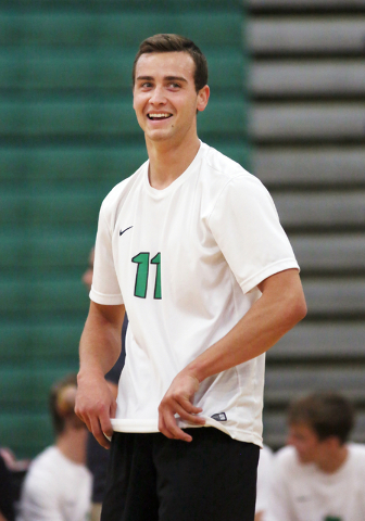 Palo Verde’s Michael Simister shares a laugh with teammates in between play during a v ...