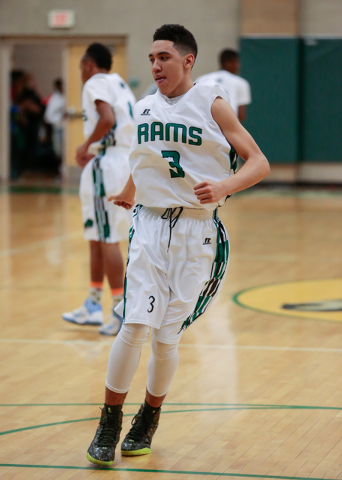 Rancho High School’s Chrys Jackson (3) runs up court during a basketball game with Gre ...