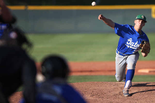 Green Valley’s Spencer Cofer (26) pitches the ball in the fourth inning of their baseb ...