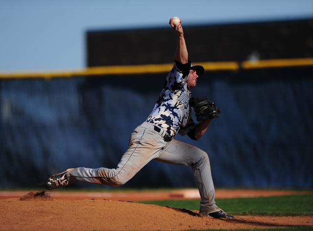 Shadow Ridge starting pitcher Chris Opolka delivers to Centennial in the fifth inning of the ...