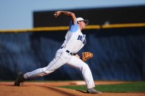 Centennial starting pitcher Kyle Horton delivers Shadow Ridge in the fifth inning of their p ...