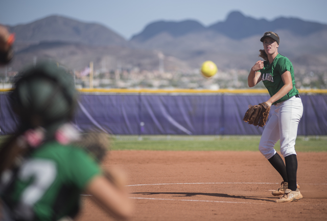 Rancho’s Samantha Pochop (72) pitches against Silverado during the first round game of ...