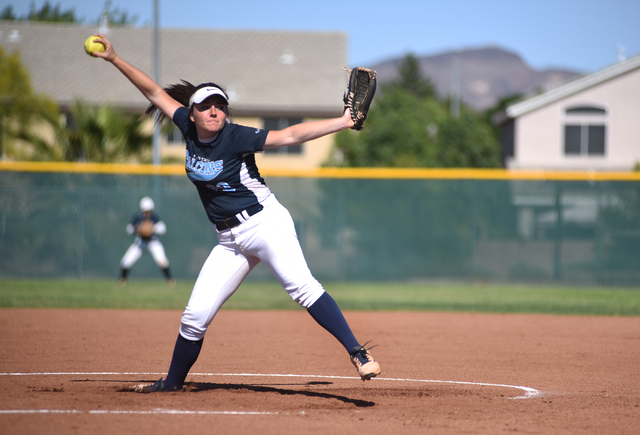 Foothill’s Kayla King (32) pitches against Coronado during their softball game at Coro ...