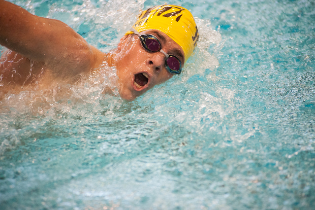 Bonanza’s Edward Guyer swims the 200-yard individual medley at the Sunset Region meet ...