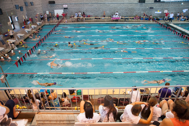 Racers warm up and fans wait for the start Sunset Region meet on Saturday at UNLV. (Martin S ...
