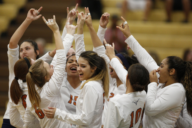 Legacy players celebrate after scoring a point during the Sunset Region semifinals on Thursd ...