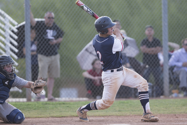Coronado’s Corben Bellamy (2) connects with the ball for a walk off victory against Li ...