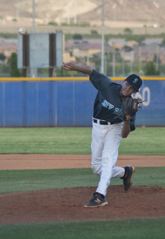 Silverado Pitcher Tyler Paasche (22) throws the ball during their game against Green Valley ...