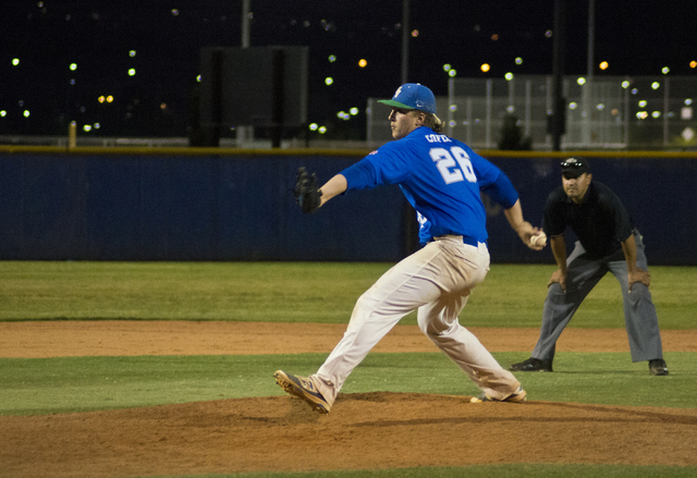 Green Valley pitcher Spencer Cofer (26) throws the ball during their game against Silverado ...