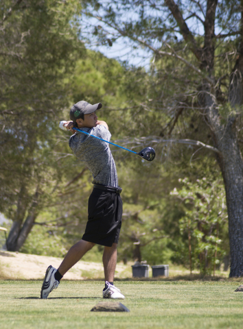 Palo Verde’s Jun Oshimoto tees off during the Sunset Region boys golf tournament at th ...