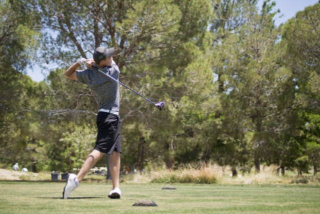 Palo Verde’s Jack Trent hits his ball during the Sunset Region boys golf tournament at ...