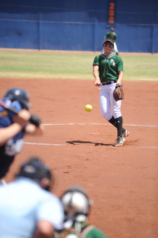 Palo Verde’s Rachel Williams delivers a pitch against Centennial Saturday in the Sunse ...