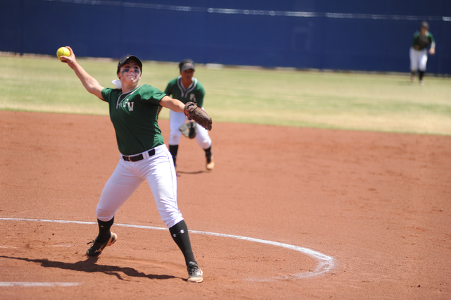 Palo Verde’s Rachel Williams delivers a pitch against Centennial Saturday in the Sunse ...