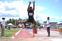 Silverado’s Vernon Jackson competes in the long jump event during the Division I regio ...