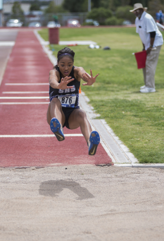 Silverado’s Micayla Kelley competes in the triple jump event during the Division I reg ...