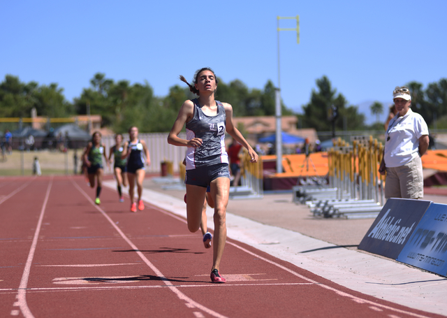 Liberty’s Skylar Free wins first place after competing in the 1,600-meter run at the S ...