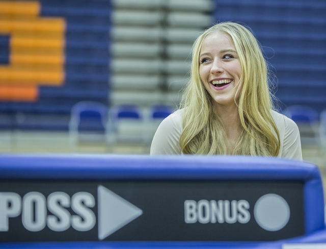 Bishop Gorman’s Abbey Archambault sits with fellow student athletes expected to sign c ...