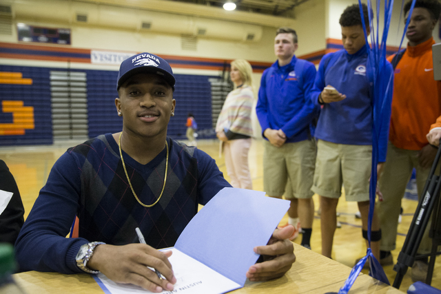 Bishop Gorman’s Austin Arnold, who committed to attending University of Nevada, Reno d ...