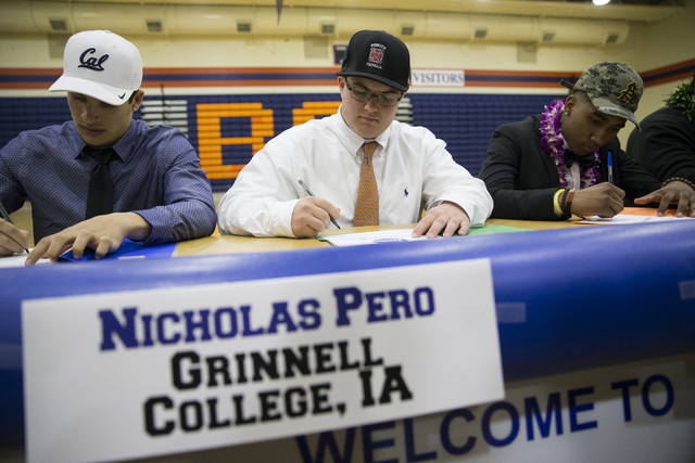 Biaggio Ali Walsh, from left, who committed to attending University of California, Berkeley, ...