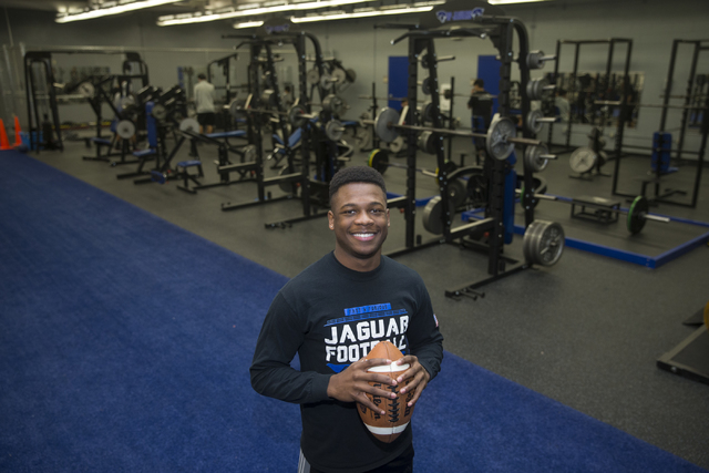 Desert Pines running back Isaiah Morris at Desert Pines High School on Wednesday, Jan. 25, 2 ...