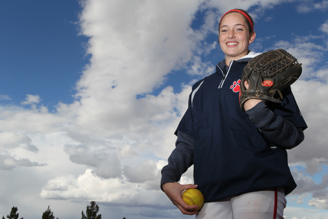 Sarah Pinkston, 16, pitcher for Coronado’s varsity softball team, poses for a portrait ...