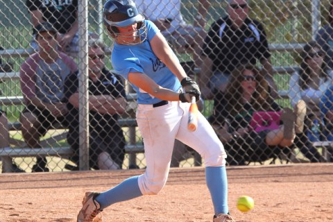 Centennial’s Heather Bowen swings at a pitch against Palo Verde on Tuesday. Centennial ...