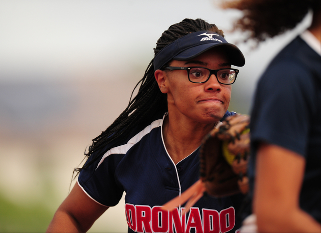 Coronado third baseman Jaiden Johnson tags out Foothill base runner Sadie Christian after Ch ...