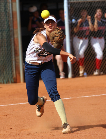 Foothill’s Sarah Maddox throws to first while playing against Coronado on Wednesday. T ...