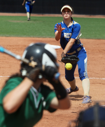 Reed pitcher Julia Jensen throws to Palo Verde during their Division I championship softball ...