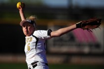 Faith Lutheran starting pitcher Mosie Foley delivers to Sierra Vista in the seventh inning o ...