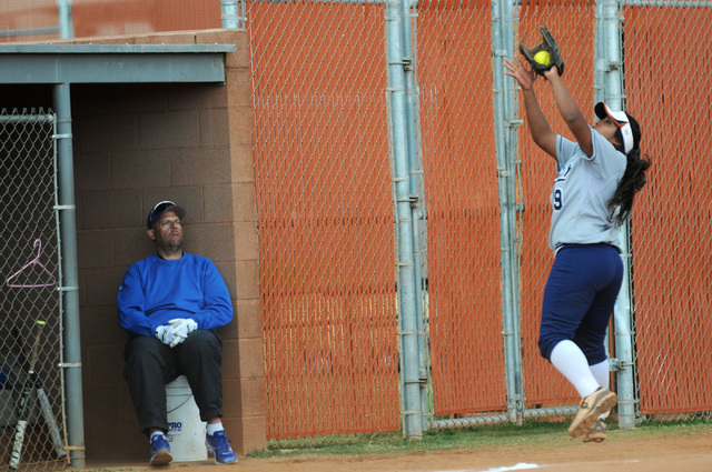 Legacy’s Alyssa Sotelo (9) makes a catch in foul territory wide of third base in the L ...