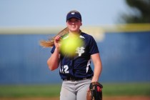Spring Valley starting pitcher Michaela Hood delivers to Sierra Vista in the third inning of ...