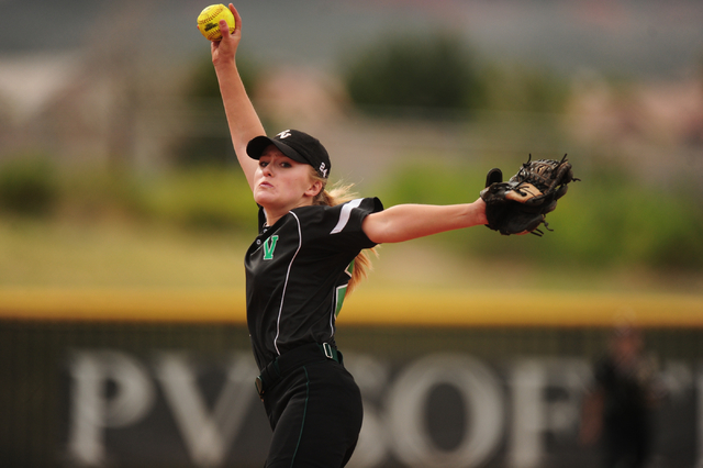 Palo Verde starting pitcher Kendall Hopkins delivers to Coronado in the second inning of the ...