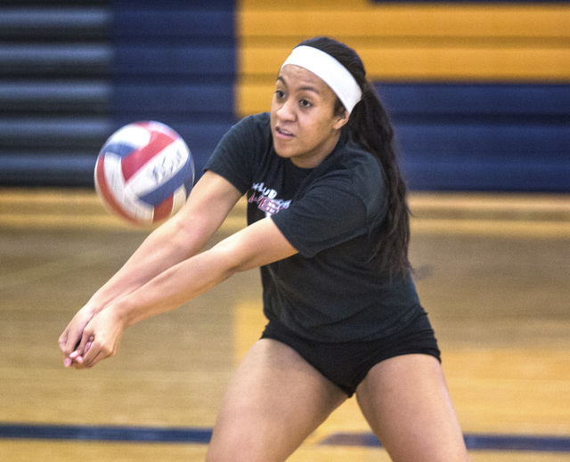 Sierra Vista’s Girls Volleyball player Bridgett Levi passes the ball during practice o ...