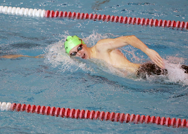 Palo Verde’s Logan Houck participates in the 500-yard freestyle during the Division I ...